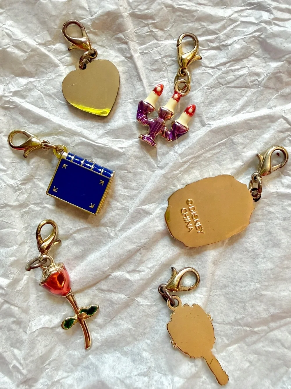 Disney Beauty and the Beast Charm Set Enchanted Rose Lumiere Mirror Book